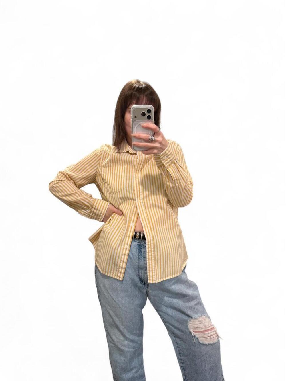 Gap Yellow Stripe Button-Up Shirt – Small